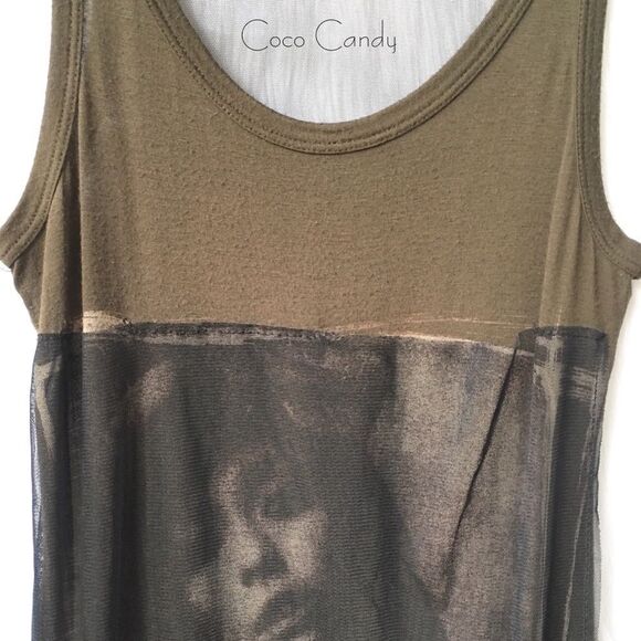 🔃Max Rave Green Sheer Graphic Tank Top - Picture 3 of 6